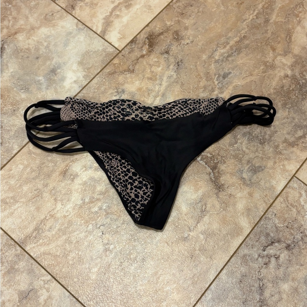 Acacia Swimwear Vintage Black La Rivera Bottoms Strappy Small - Picture 3 of 8
